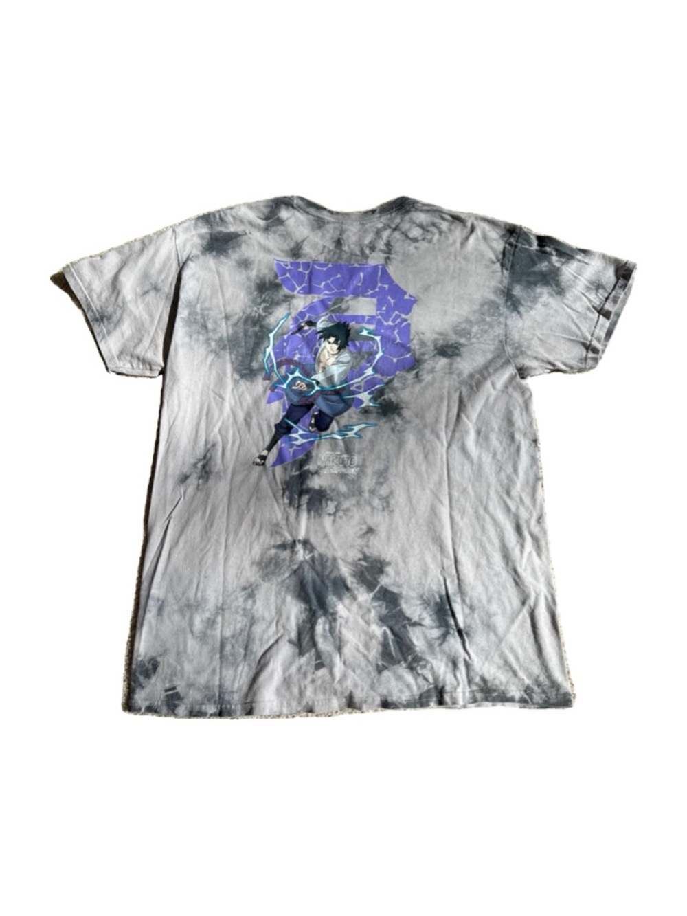 Primitive x Naruto Shippuden Sasuke Gray Tie Dye Graphic Crew Tee